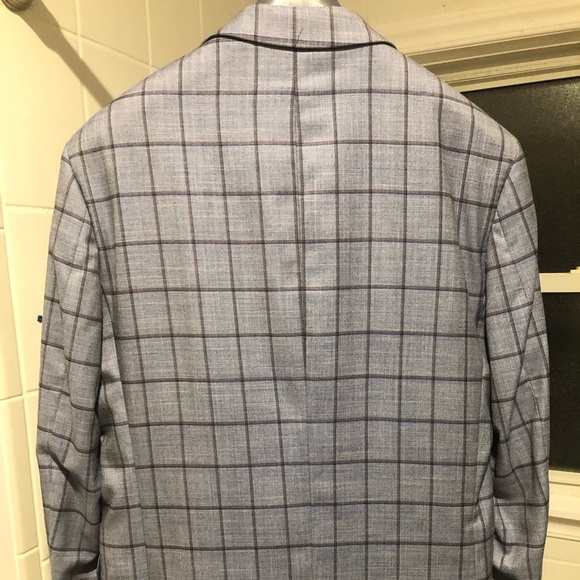 Mens Gray Windowpane Slim Fit Suit size 38 R - Picture 2 of 5